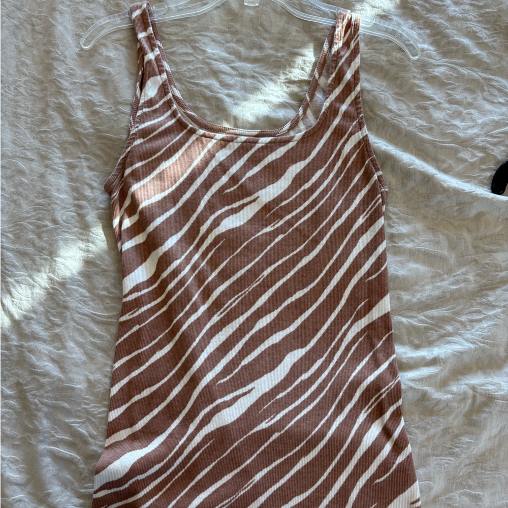 A New Day Beige and White Striped Top